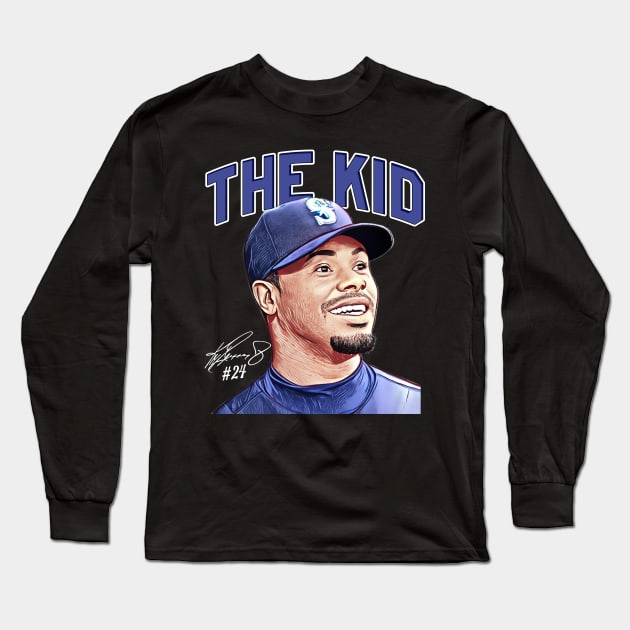 Ken Griffey Jr The Kid Basketball Legend Signature Vintage Retro 80s 90s Bootleg Rap Style Long Sleeve T-Shirt by CarDE